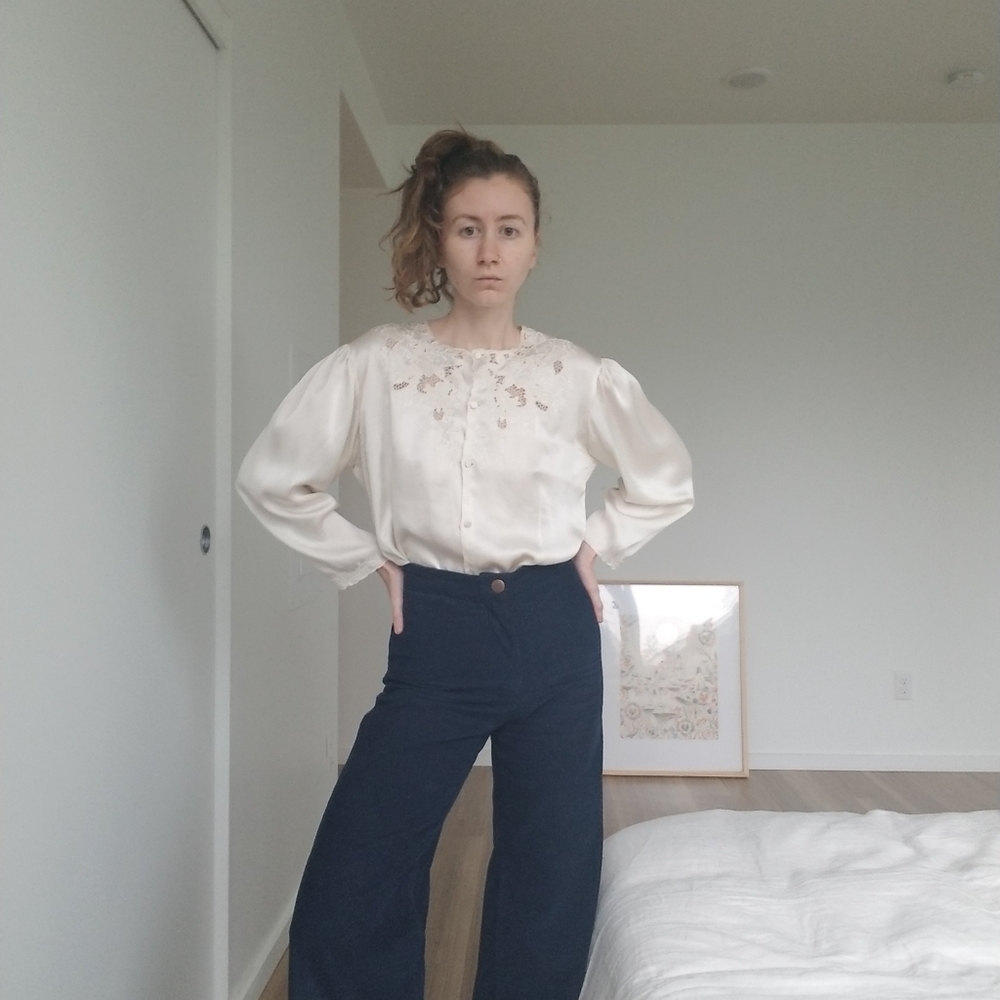 Vintage 1960s Chinese Silk Blouse Medium - Picture 3 of 9